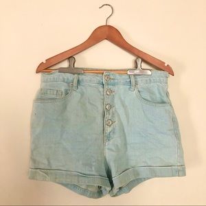 BDG Button Fly Light Wash High Waist Denim Shorts